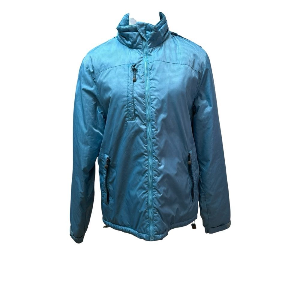 North End Womens Blue‎ Hooded Puffer Jacket Medium Full Zip All Climate Wear